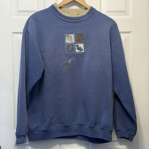 VTG Top Stitch Blue Falling Leave Sweatshirt Embroidered Cardinals Blue Grandma
